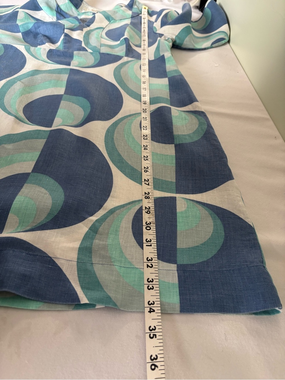 Boden Linen Blue & Aqua Geometric Dress/ Tunic - Picture 6 of 6
